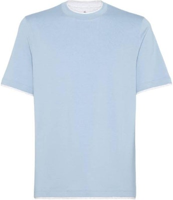 Camiseta Casual Azul Cuello Redondo Color Sólido Brunello Cucinelli M0B137427-CCV48 Order Camiseta Casual Azul Cuello Redondo Color Sólido Brunello Cucinelli M0B137427-CCV48