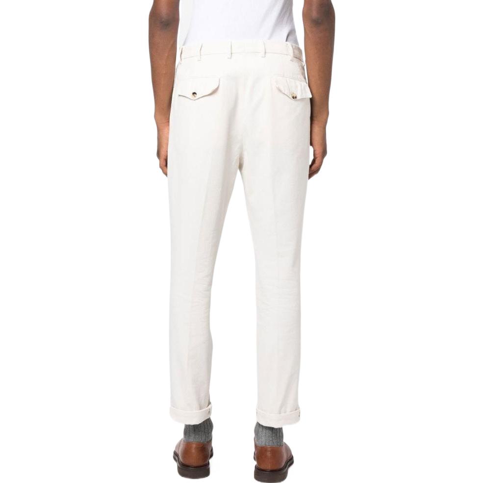 Shop Brunello Cucinelli 素色翻邊直筒休閒九分褲 M252DE1920-C5797