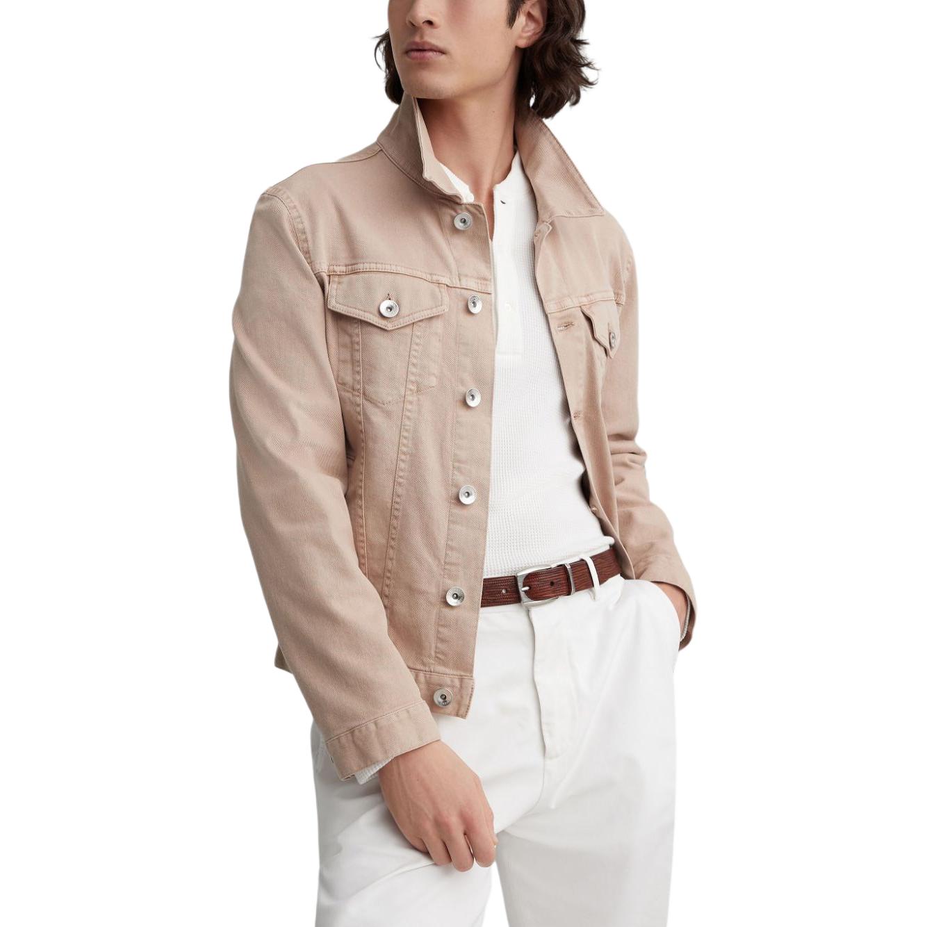 Shop Brunello Cucinelli 淺棕色單寧外套 釦扣設計 M277P6900-C7400