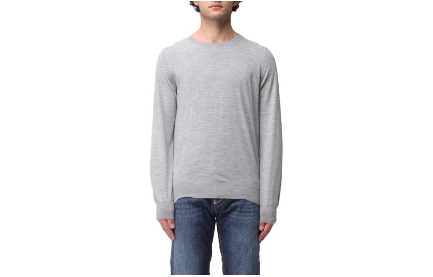 Order Brunello Cucinelli 灰色純色圓領長袖針織毛衣 M2400100-CZ621