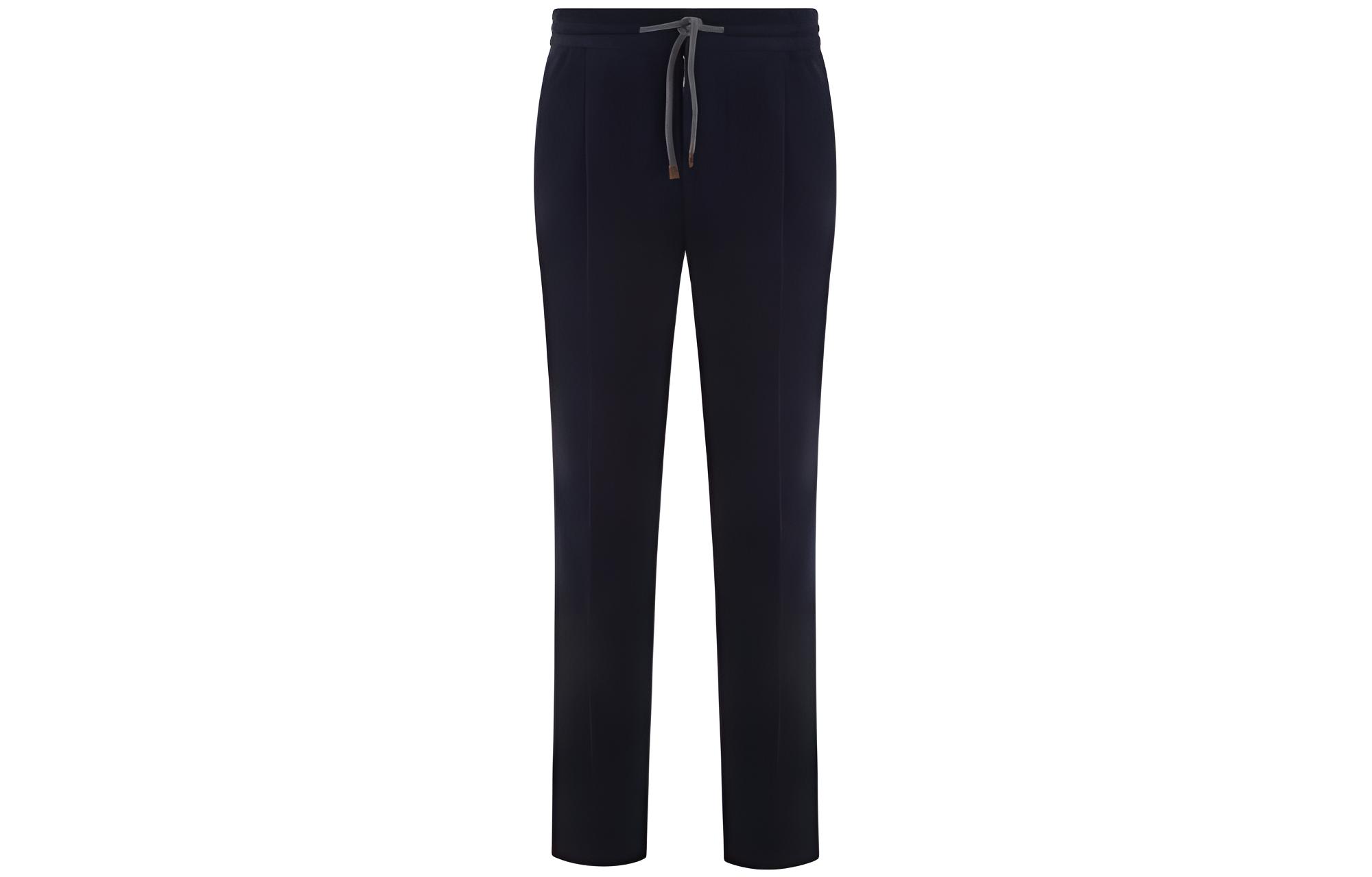 Brunello Cucinelli  Solid Navy Blue Straight-Leg Casual Pants. M280DE1920-C2517