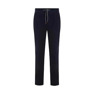 Brunello Cucinelli Solid Navy Blue Straight-Leg Casual Pants. M280DE1920-C2517