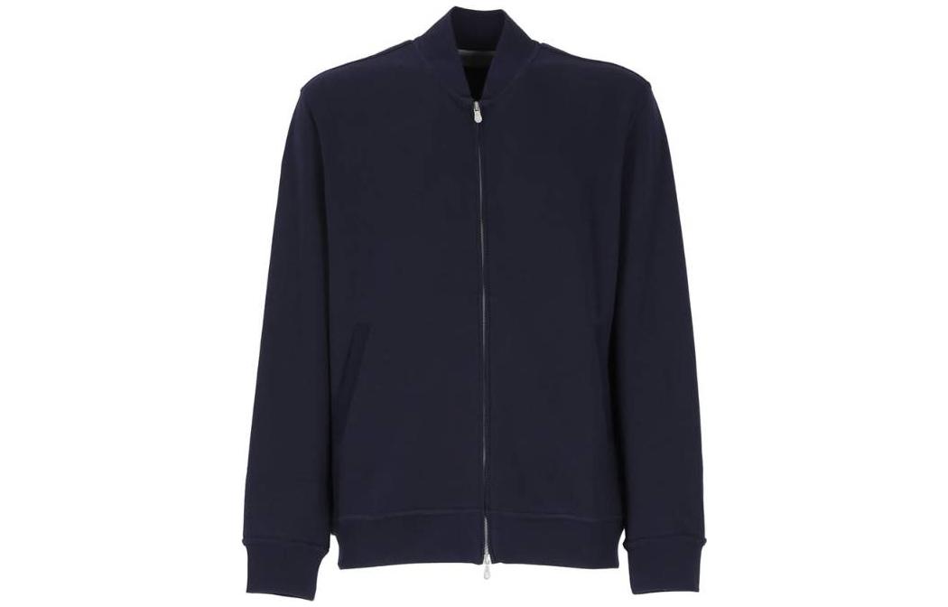 Order 布魯內羅庫奇內利深藍色拉鍊棒球領羅紋運動衫 M0T359072G-C6134