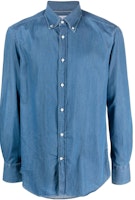Brunello Cucinelli Solid Single-Breasted Long Sleeve Shirt Blue MR6831716-C001 Brunello Cucinelli Solid Single-Breasted Long Sleeve Shirt Blue MR6831716-C001