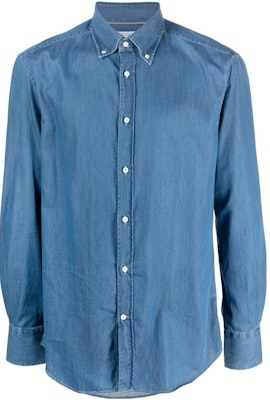 Brunello Cucinelli Kemeja Lengan Panjang Biru Single-Breasted Solid MR6831716-C001 Buy Brunello Cucinelli Kemeja Lengan Panjang Biru Single-Breasted Solid MR6831716-C001