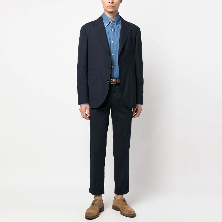 Lookbook Brunello Cucinelli Kemeja Lengan Panjang Biru Single-Breasted Solid MR6831716-C001