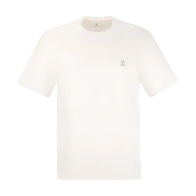 Brunello Cucinelli Solid White Crewneck Short Sleeve T-Shirt. M0B137444G-CD956