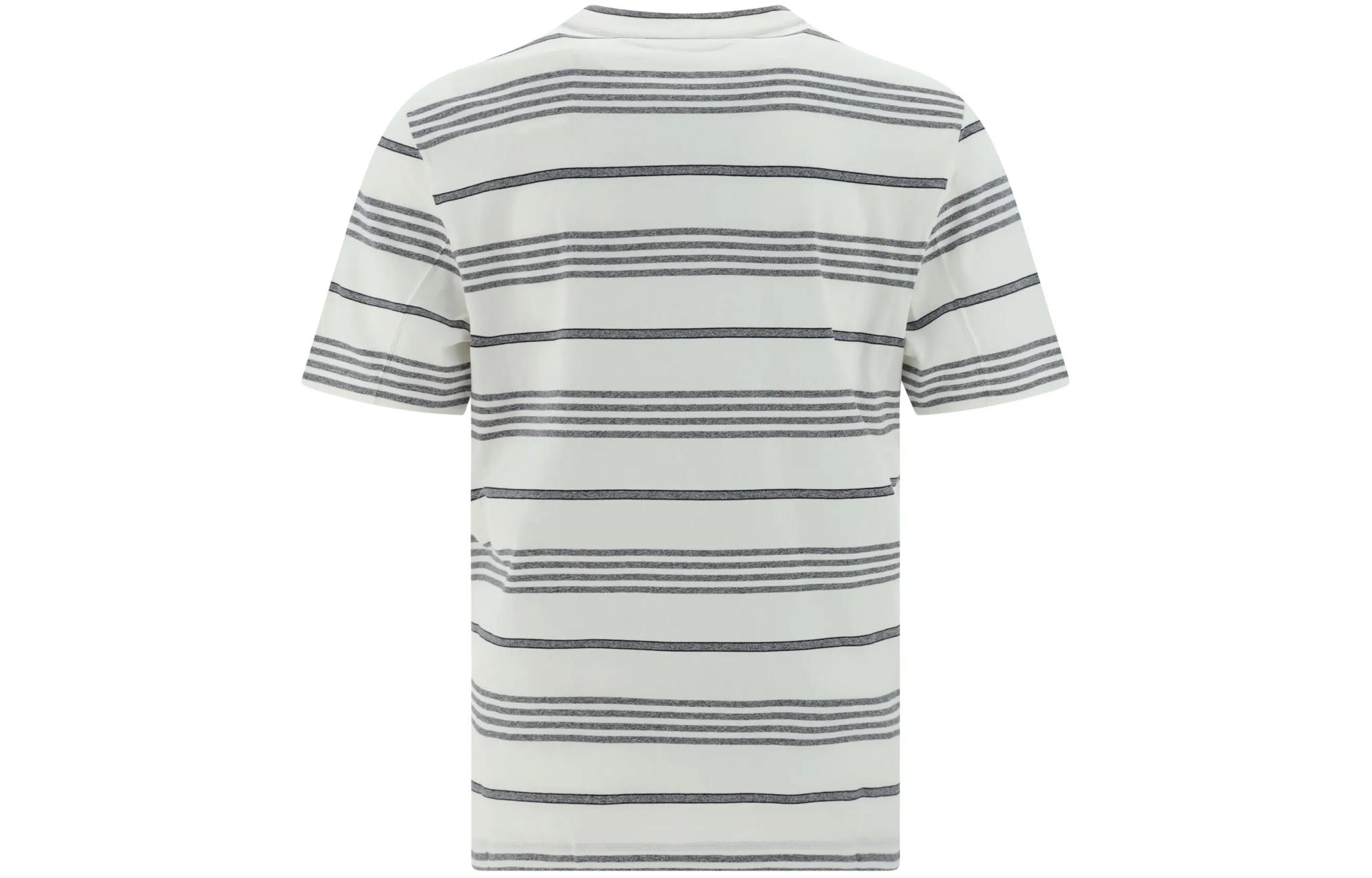 Lookbook Brunello Cucinelli 條紋拼色短袖T恤 白/灰 MW8401308-C002