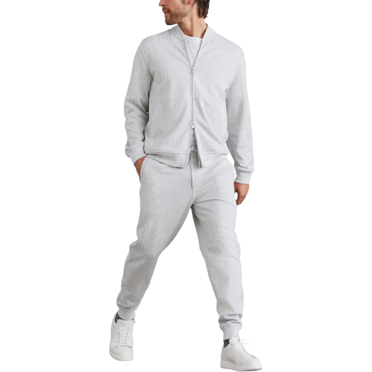 Shop 브루넬로 쿠치넬리 스트라이프 니트 봄버 재킷 라이트 그레이 MM8339072G-C700