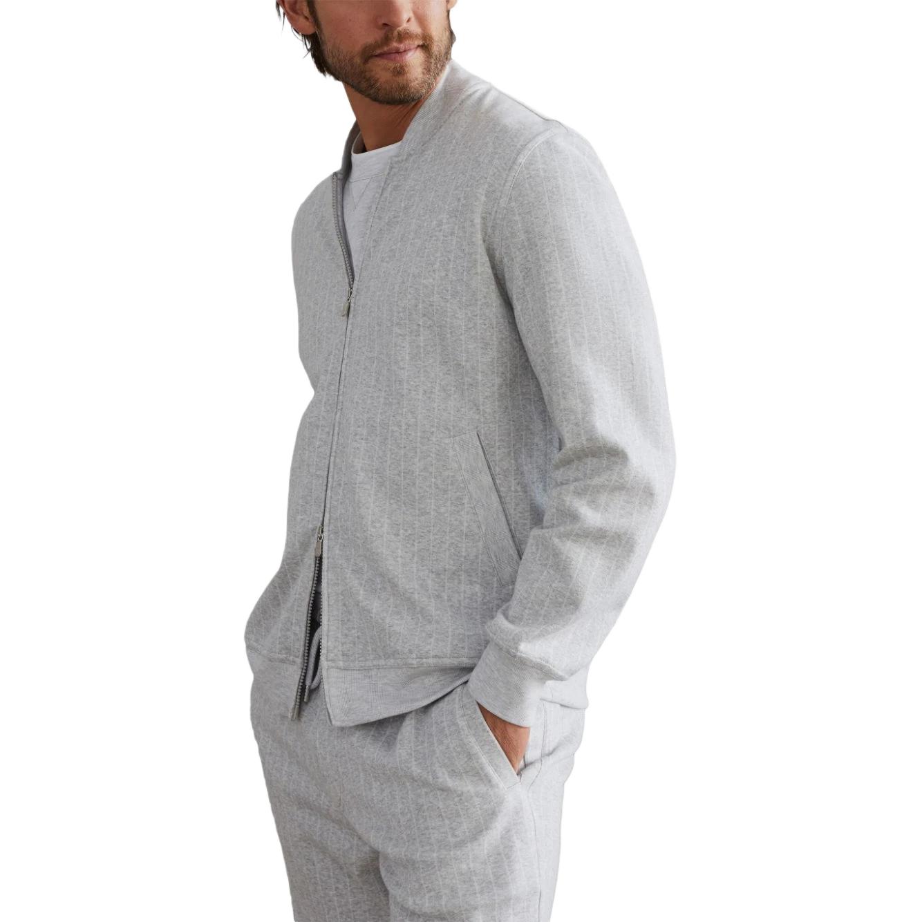 Details for 브루넬로 쿠치넬리 스트라이프 니트 봄버 재킷 라이트 그레이 MM8339072G-C700