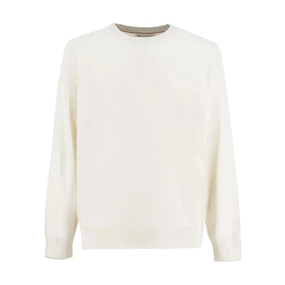 Brunello Cucinelli White Cashmere Crewneck Pullover Sweater. M2200100CO312