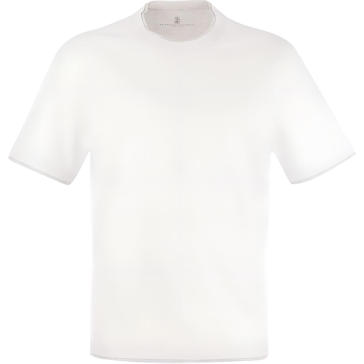 Brunello Cucinelli  White Crewneck Loose Fit Plain Short Sleeve T-Shirt M0B137427-CW787