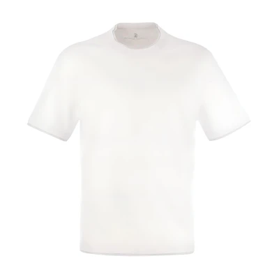 Brunello Cucinelli White Crewneck Loose Fit Plain Short Sleeve T-Shirt M0B137427-CW787