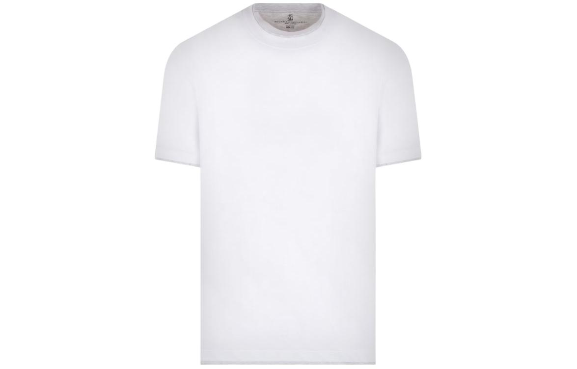 Order 브루넬로 쿠치넬리 화이트 크루넥 루즈핏 반팔 티셔츠 M0B137427-CW787