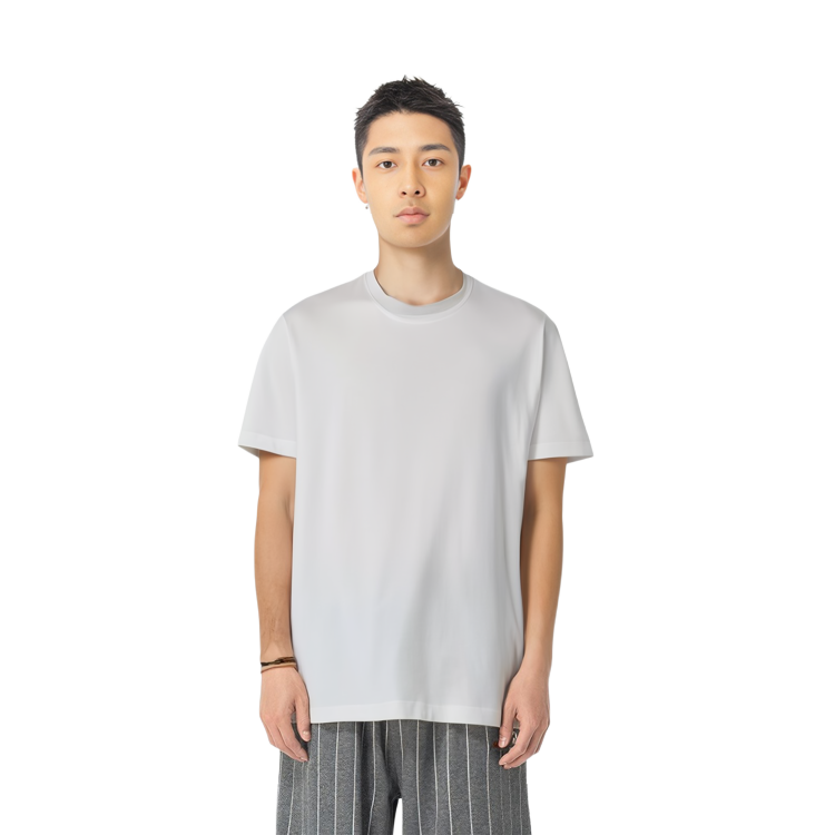 Shop 브루넬로 쿠치넬리 화이트 크루넥 루즈핏 반팔 티셔츠 M0B137427-CW787