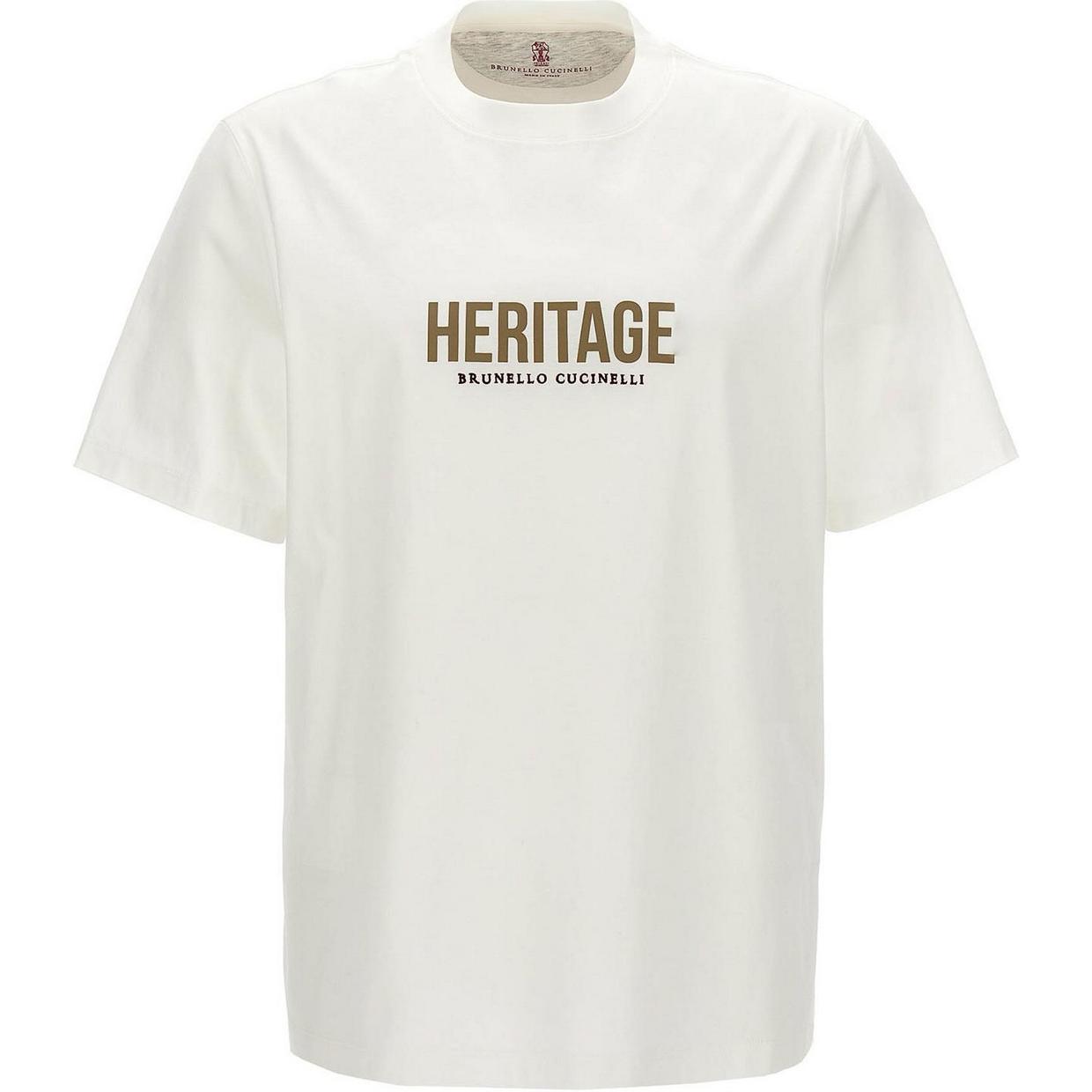 Brunello Cucinelli  White Logo Print Crewneck Short Sleeve T-Shirt M0B137446G-CJU10