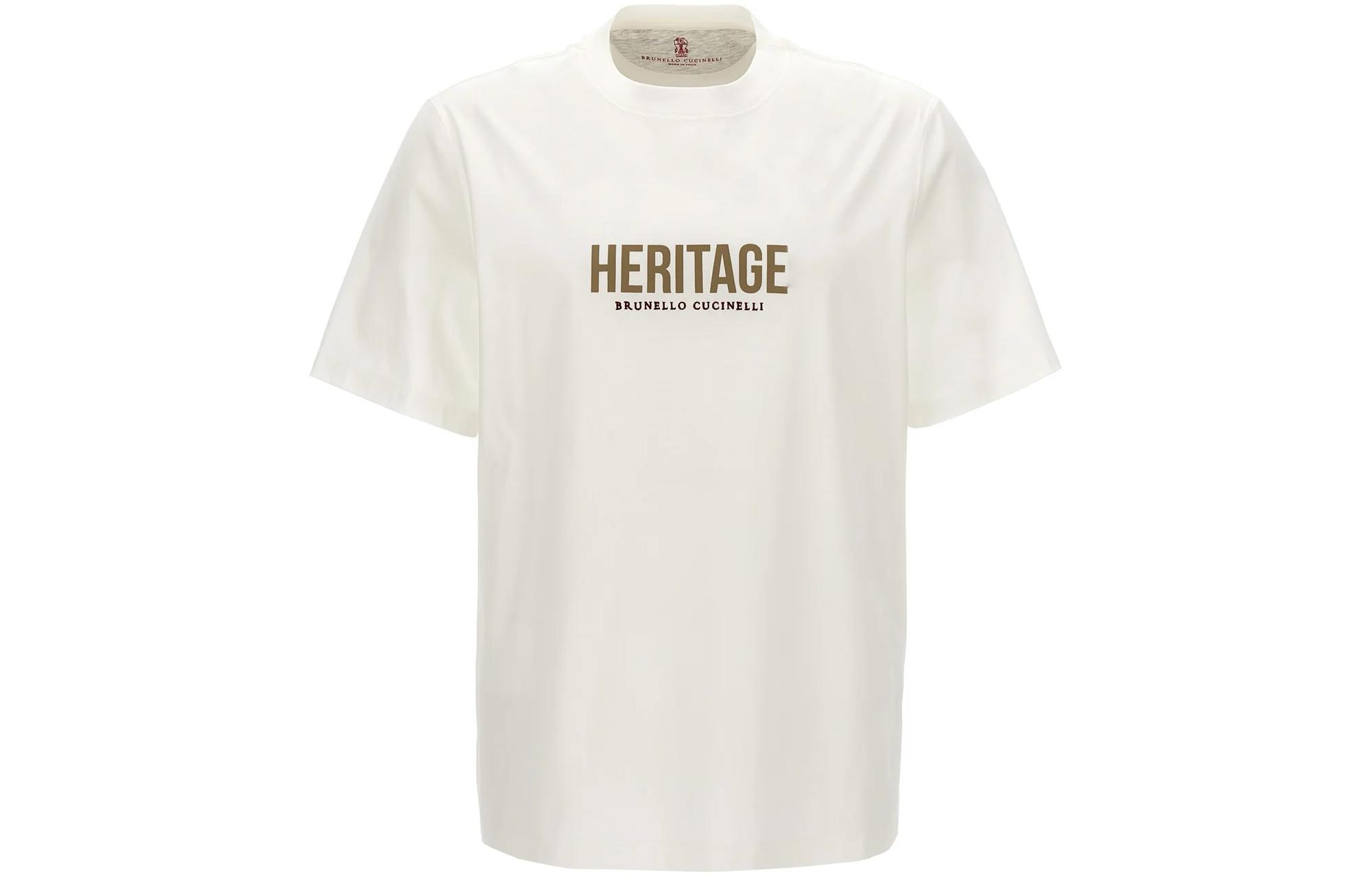 Order Brunello Cucinelli 白色標誌印花短袖圓領T恤 M0B137446G-CJU10