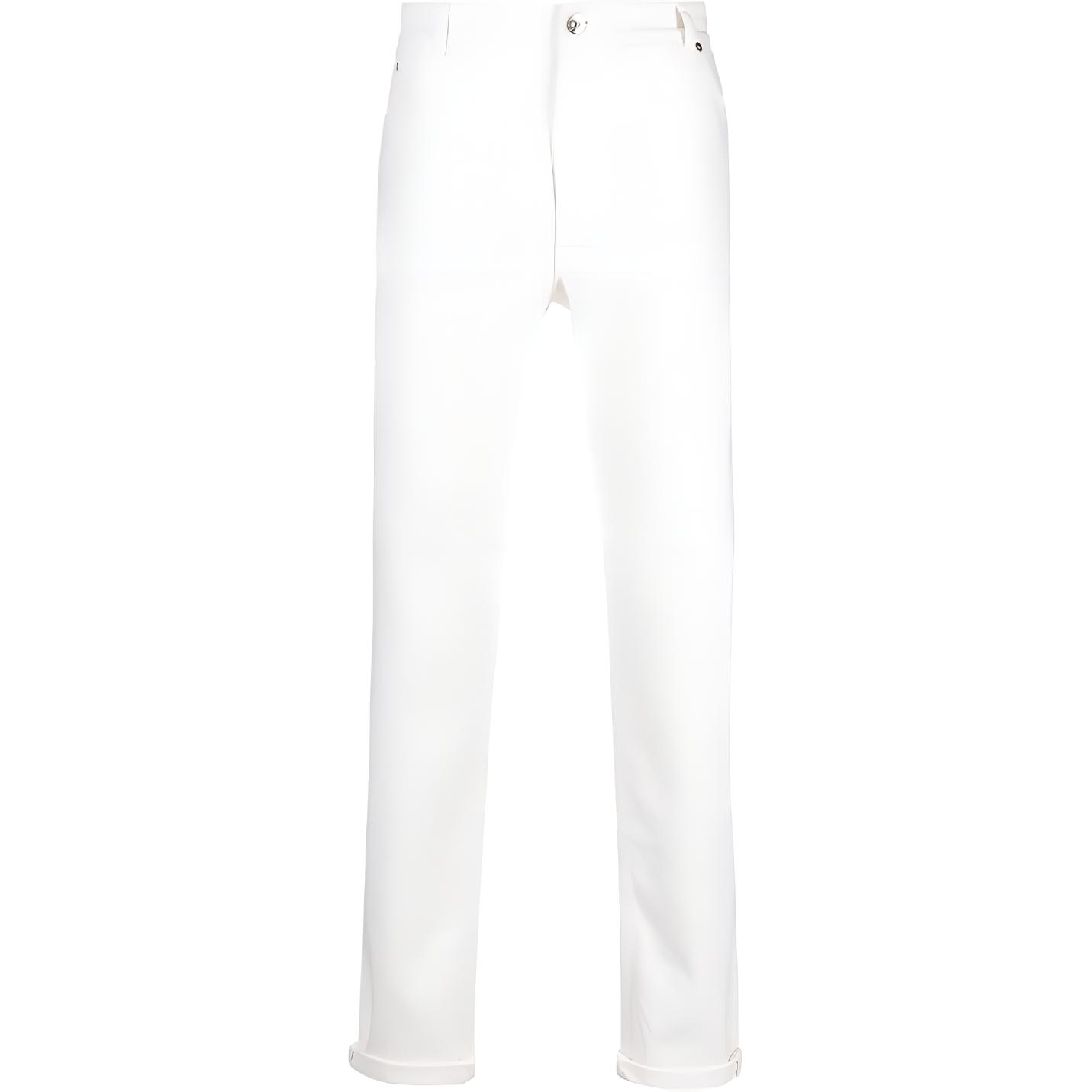 Brunello Cucinelli  White Solid Button Straight-Leg Casual Pants. M277PD3210-C7210