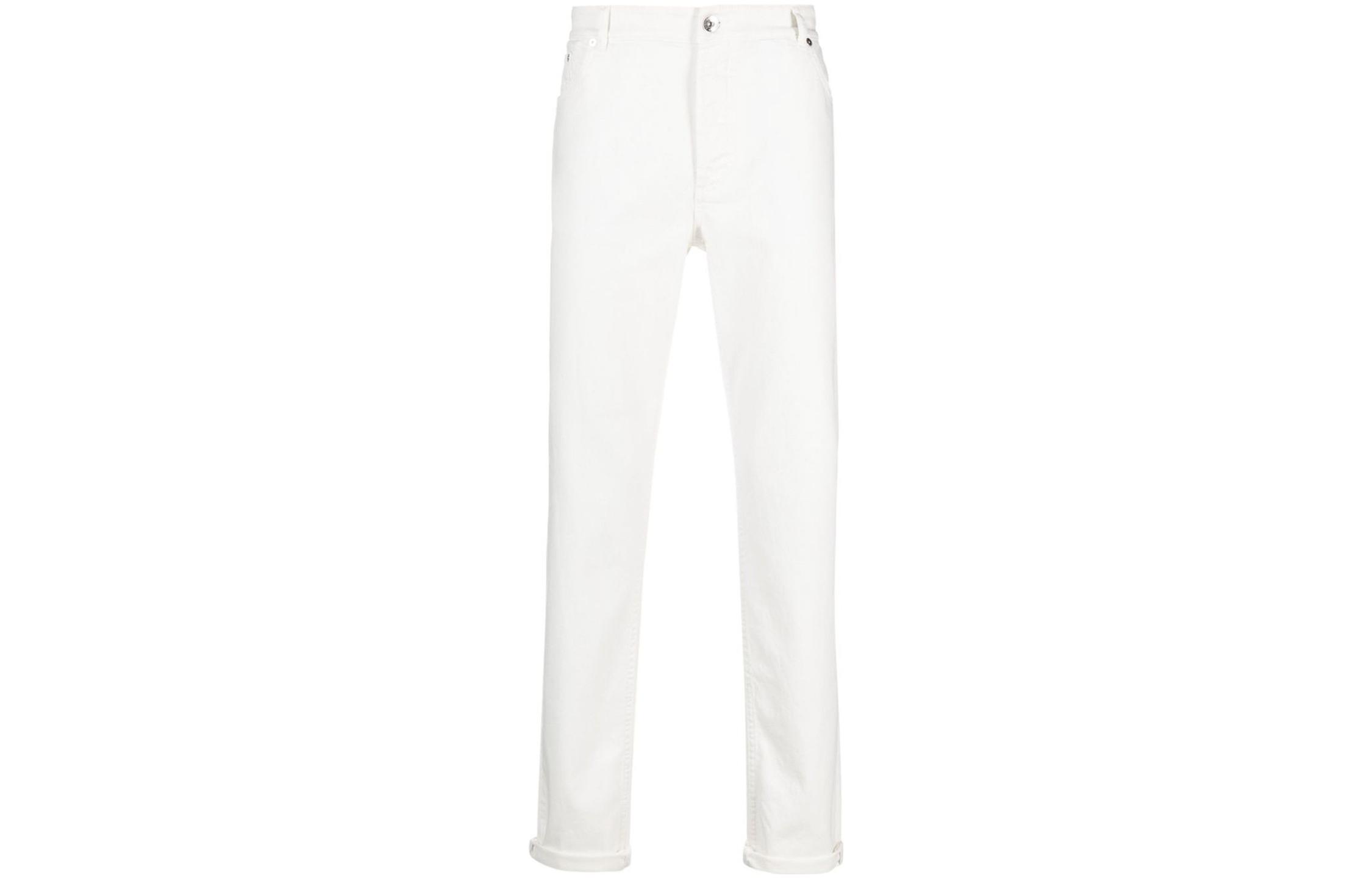 Order Brunello Cucinelli 白色纯色按钮直筒休闲裤 M277PD3210-C7210