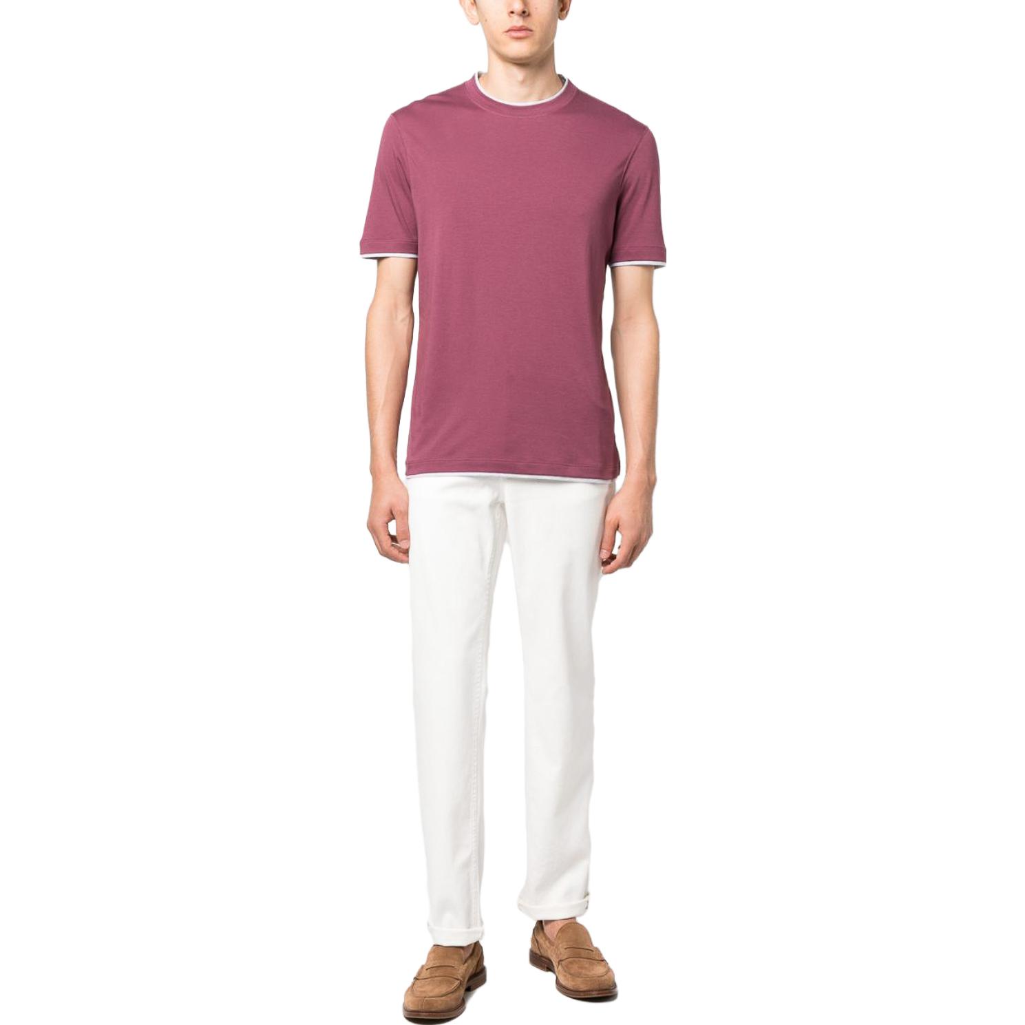 Lookbook Brunello Cucinelli 白色纯色按钮直筒休闲裤 M277PD3210-C7210