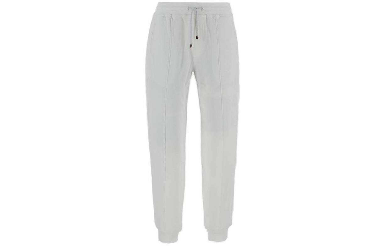Brunello Cucinelli  White Solid Drawstring Jogger Pants MW8483241G-C7220