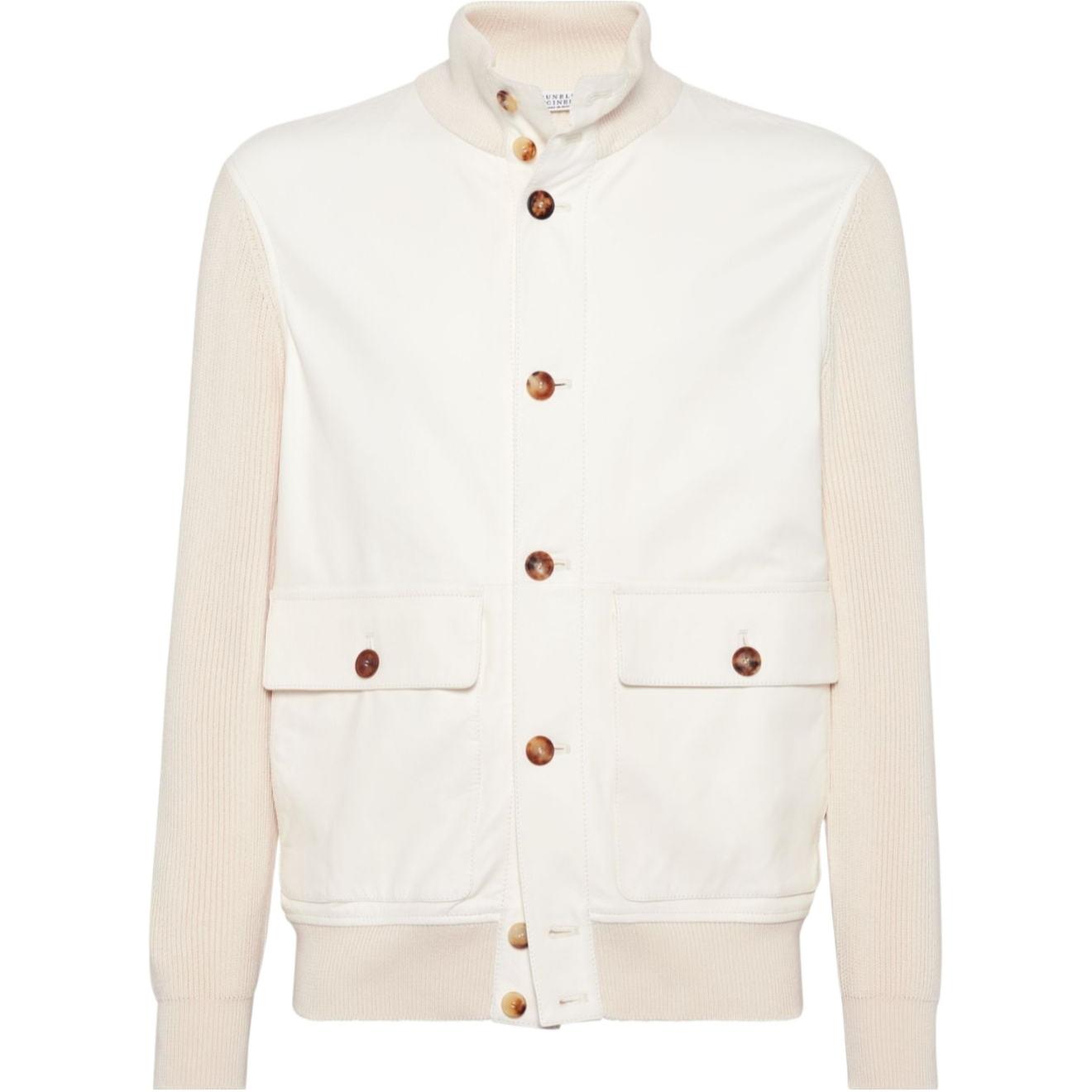 Brunello Cucinelli  White Solid Single-Breasted Long Sleeve Jacket MPGOL1934-C8883
