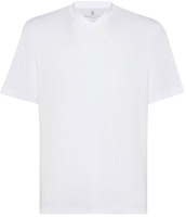 Brunello Cucinelli White Solid V-Neck Casual Short Sleeve T-Shirt. M0B131344-C6159 Brunello Cucinelli White Solid V-Neck Casual Short Sleeve T-Shirt. M0B131344-C6159