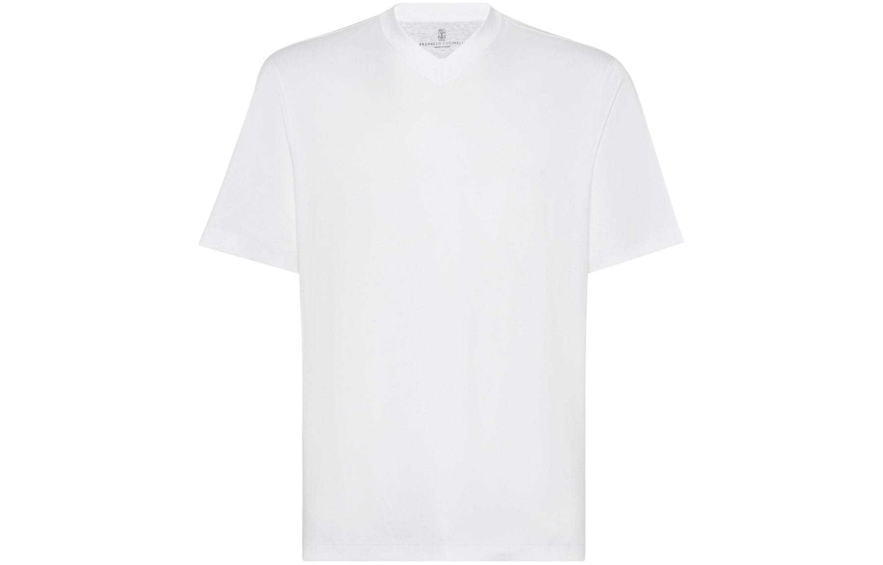 Order Brunello Cucinelli 白色簡約V領休閒短袖T恤 M0B131344-C6159