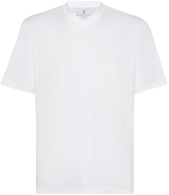 Brunello Cucinelli 白色簡約V領休閒短袖T恤 M0B131344-C6159 Order Brunello Cucinelli 白色簡約V領休閒短袖T恤 M0B131344-C6159