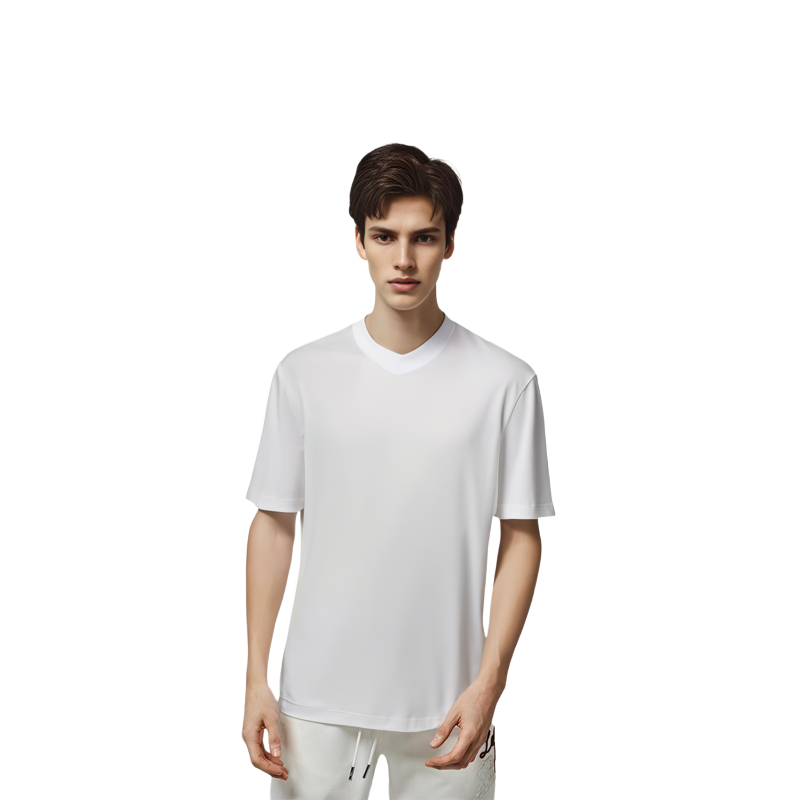 Lookbook Brunello Cucinelli 白色簡約V領休閒短袖T恤 M0B131344-C6159