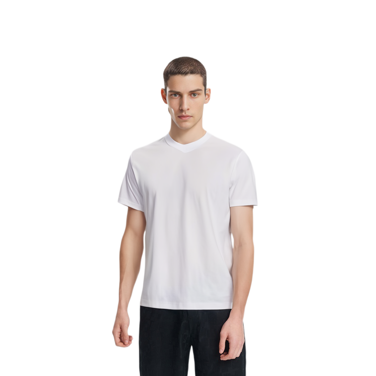 Shop Brunello Cucinelli 白色簡約V領休閒短袖T恤 M0B131344-C6159