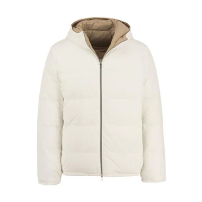 Brunello Cucinelli White Solid Zip-Up Hoodie Jacket. MM4031944CIW06