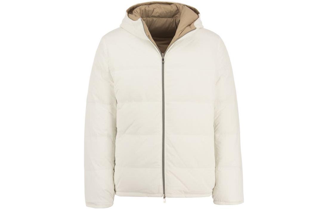 Order Brunello Cucinelli 白色純色拉鍊連帽外套。 MM4031944CIW06