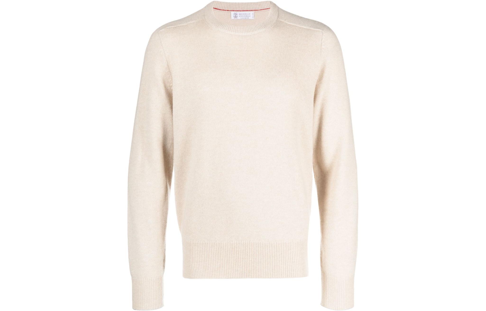 Brunello Cucinelli Beige Crewneck Pullover Sweatshirt Long Sleeve Solid Color M22707000-CS396