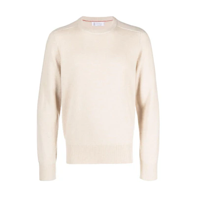 Brunello Cucinelli Beige Crewneck Pullover Sweatshirt Long Sleeve Solid Color M22707000-CS396
