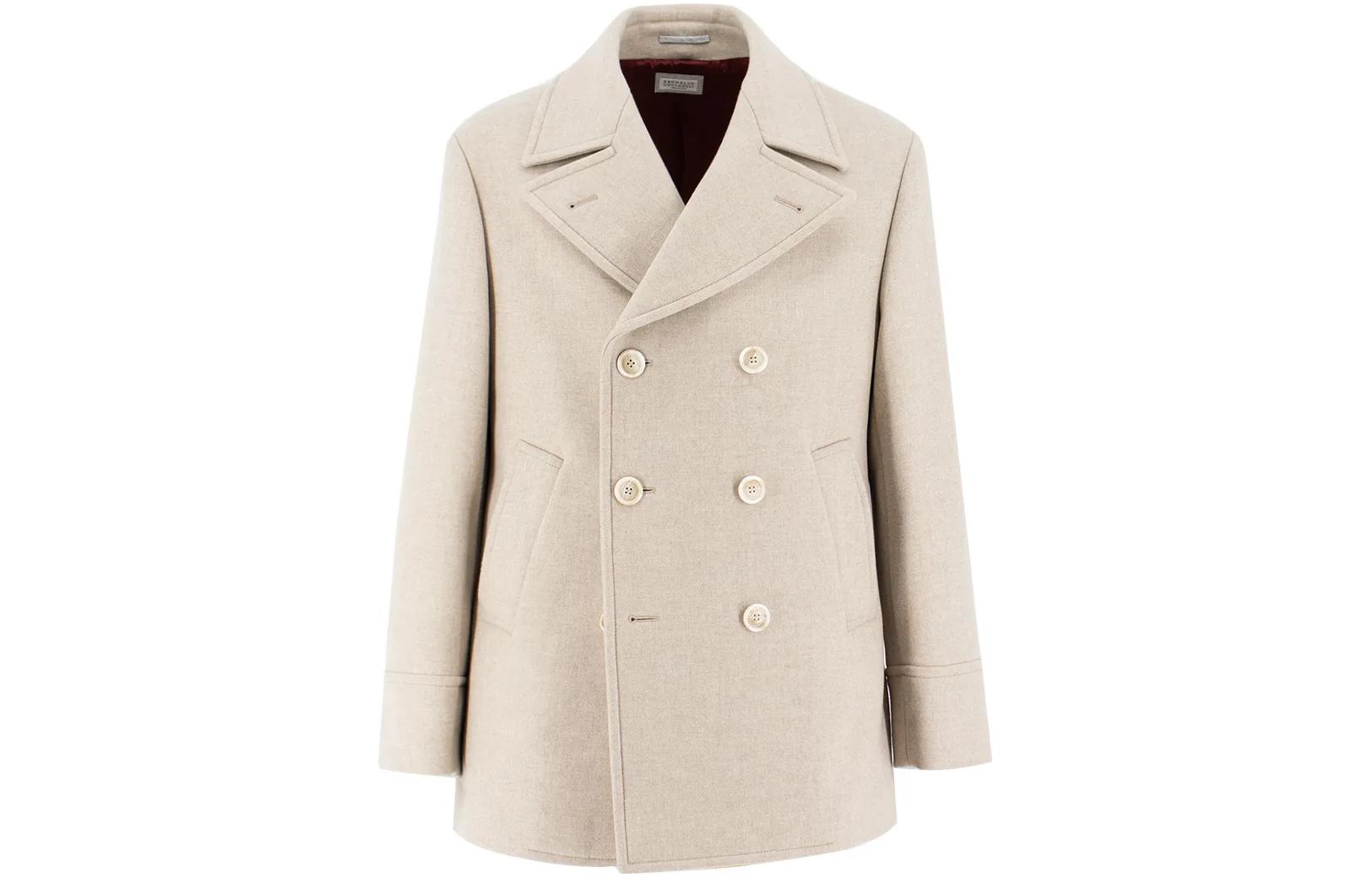 Brunello Cucinelli Beige Double-Breasted Long Sleeve Jacket MY4287026-C444