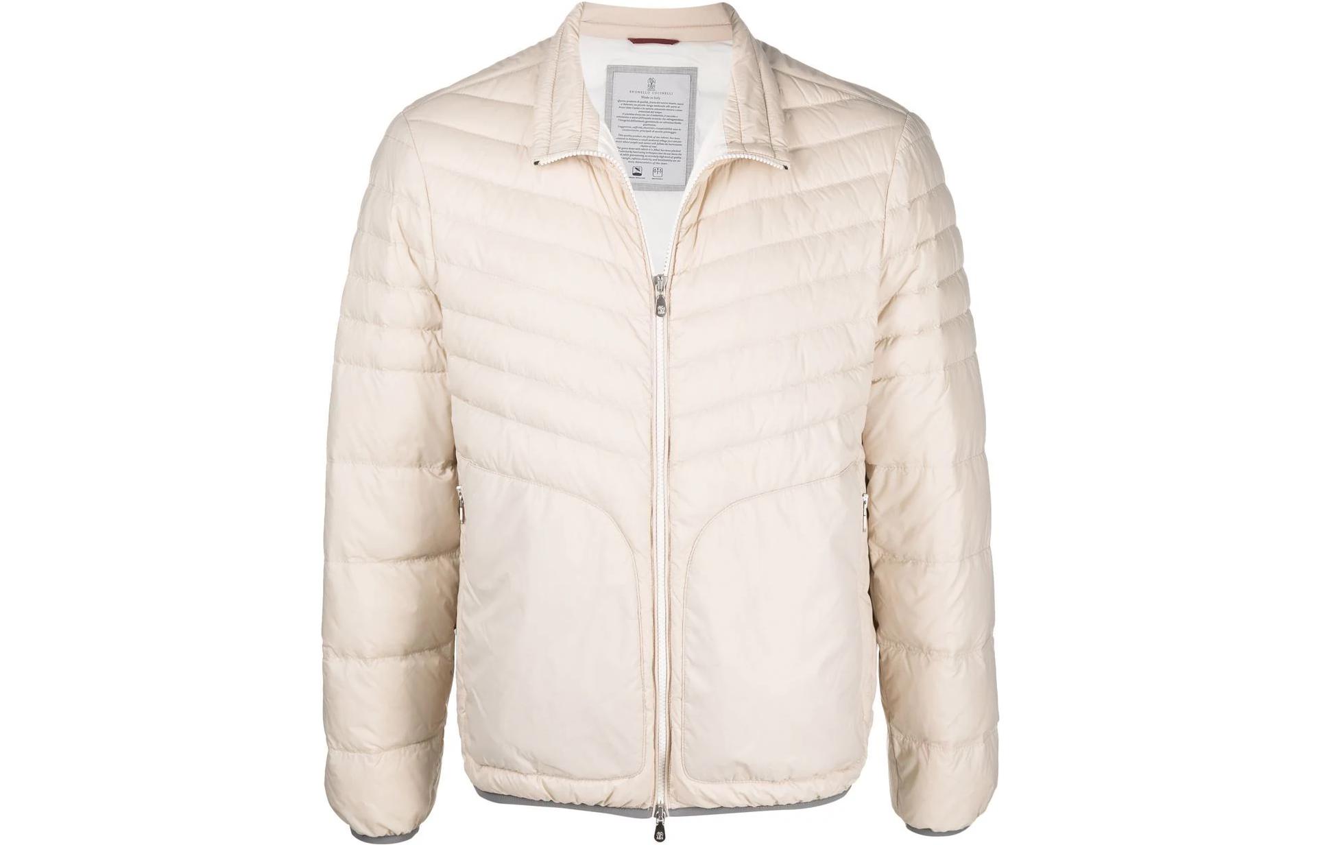 Brunello Cucinelli Beige Quilted Cotton Stand-Collar Jacket SS22 Collection MR4051727CN097