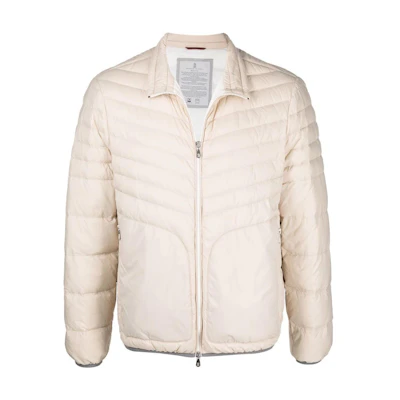 Brunello Cucinelli Beige Quilted Cotton Stand-Collar Jacket SS22 Collection MR4051727CN097