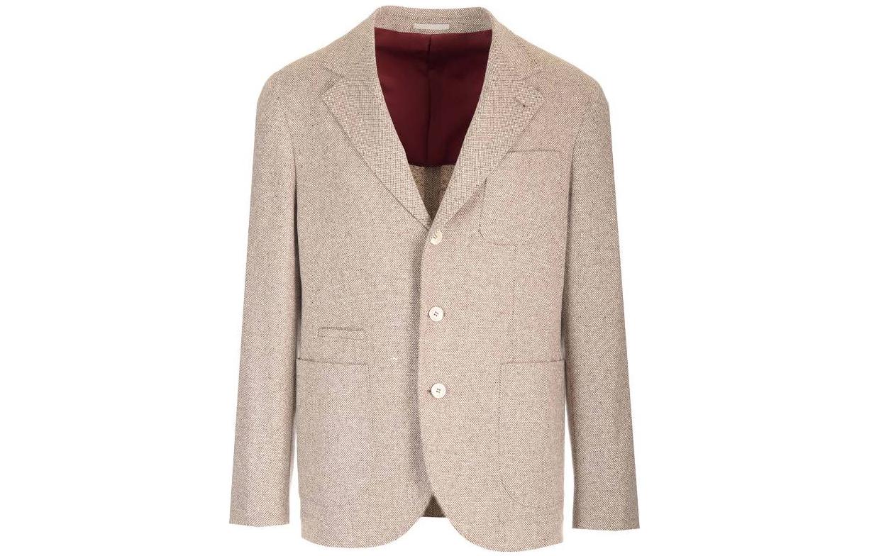 Brunello Cucinelli Beige Solid Single-Breasted Long Sleeve Jacket MY4097BNDC839