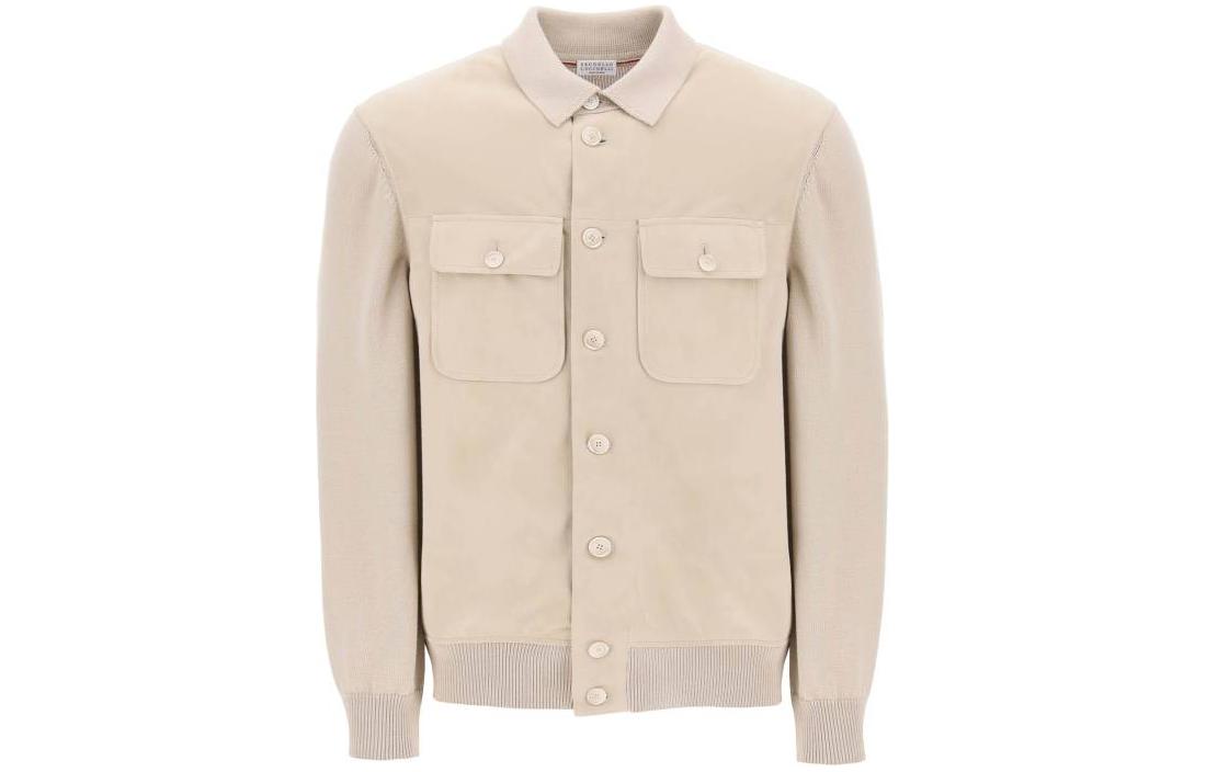 Brunello Cucinelli Beige Stand Collar Single-Breasted Jacket M0PCL1945-C8050