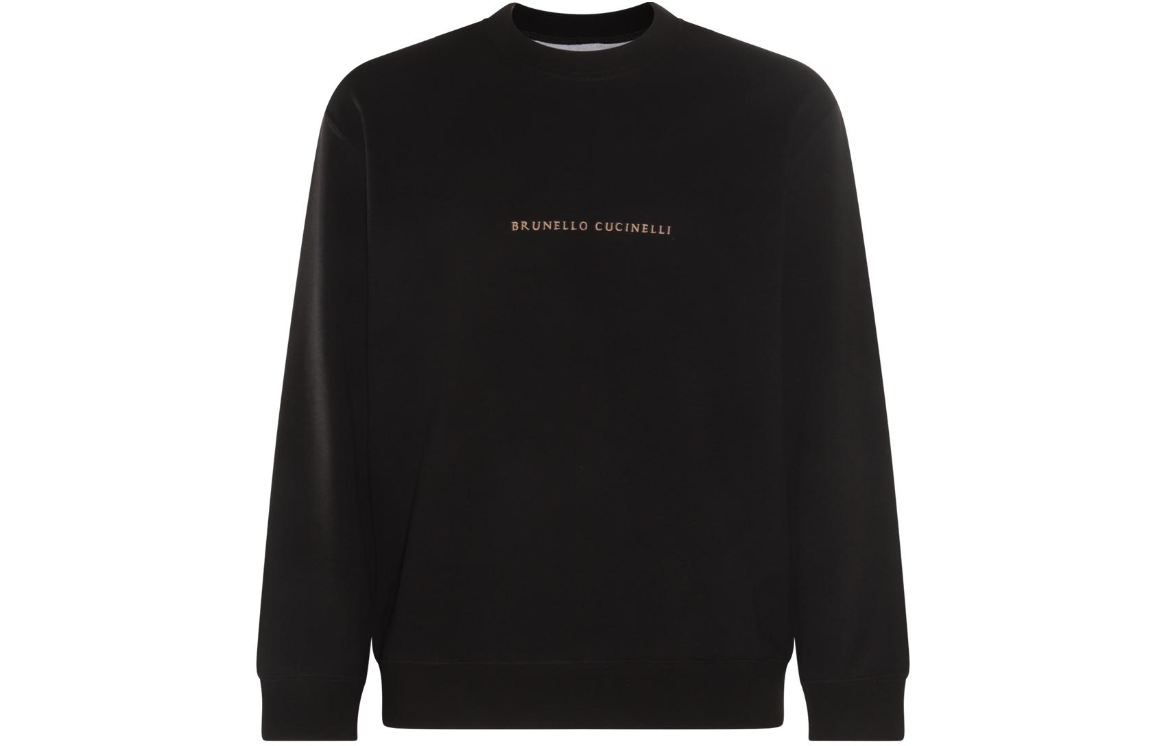 Brunello Cucinelli Black Crewneck Sweatshirt with Letter Print M0T353434-CLC80