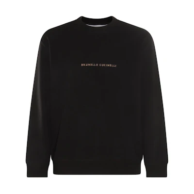 Brunello Cucinelli Black Crewneck Sweatshirt with Letter Print M0T353434-CLC80
