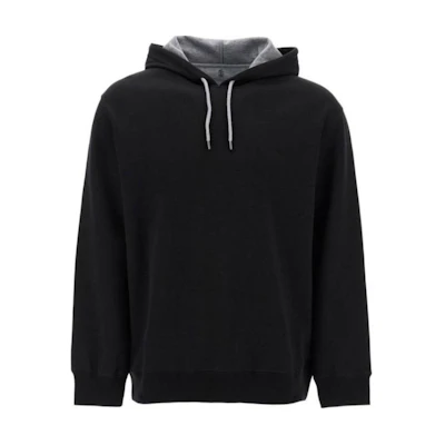 Brunello Cucinelli Black Drawstring Hooded Pullover Hoodie MM8319021G-C101