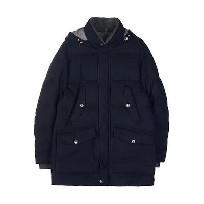 Brunello Cucinelli Black Solid Color Hooded Zip-Up Down Jacket Casual MM4851824-CZR33