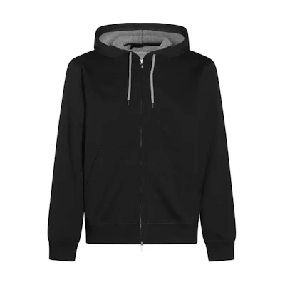 Brunello Cucinelli Black Solid Color Zip-Up Hoodie Jacket MM8319069-GC101