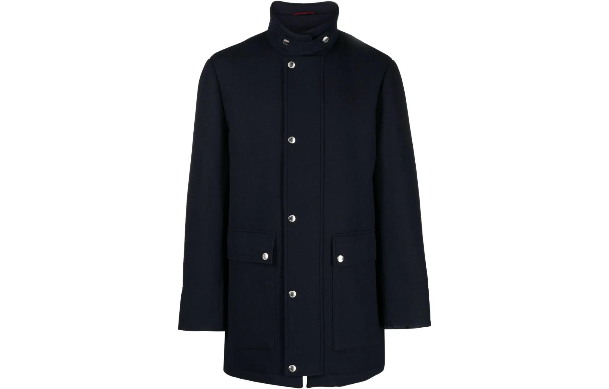 Brunello Cucinelli Black Solid Zip-Up Stand Collar Jacket MY4286877C003