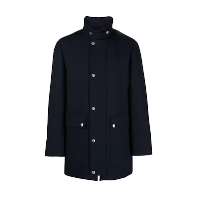 Brunello Cucinelli Black Solid Zip-Up Stand Collar Jacket MY4286877C003
