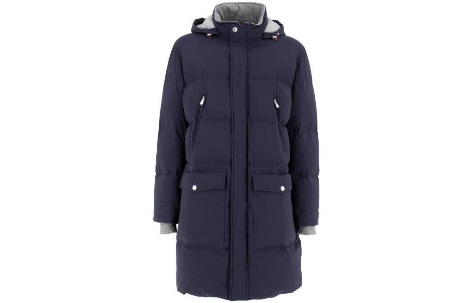 Brunello Cucinelli Blue Down-Filled Mid-Length Hooded Zip Jacket MM4031827-CON50