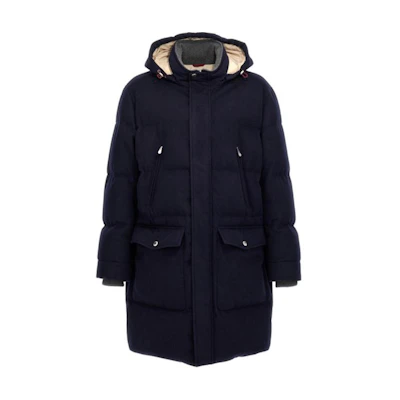 Brunello Cucinelli Blue Hooded Zip-Up Mid-Length Jacket POIZON240809414