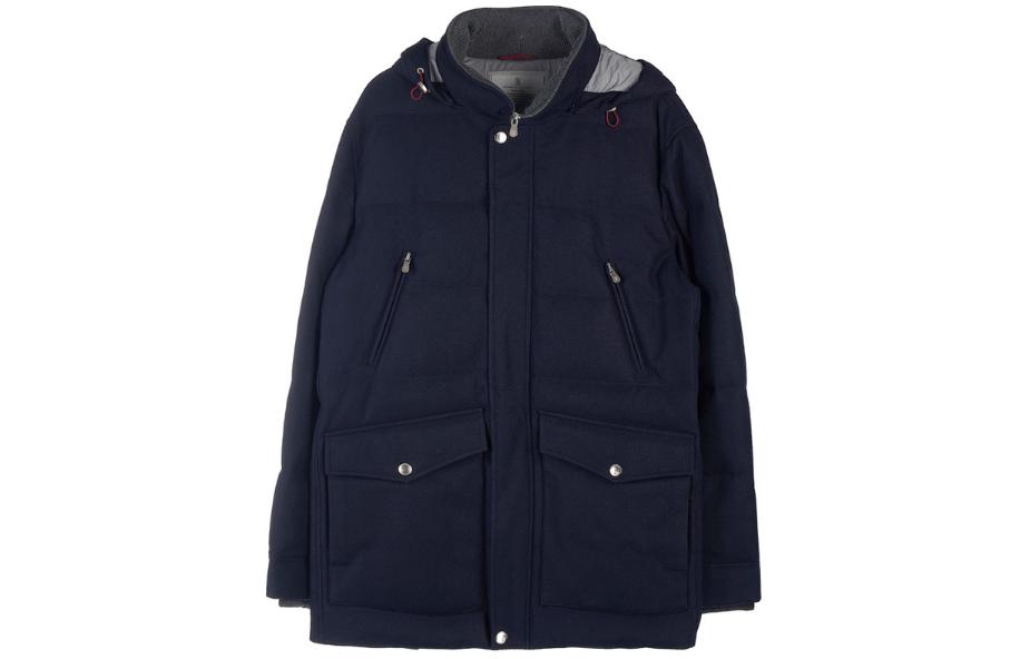 Brunello Cucinelli Blue Solid Color Hooded Jacket MM4851823-CZR33